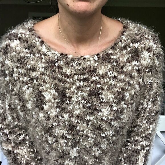 Simply Noelle Fuzzy Fall Pullover Sweater Brown Women Size Small Medium - Picture 10 of 10